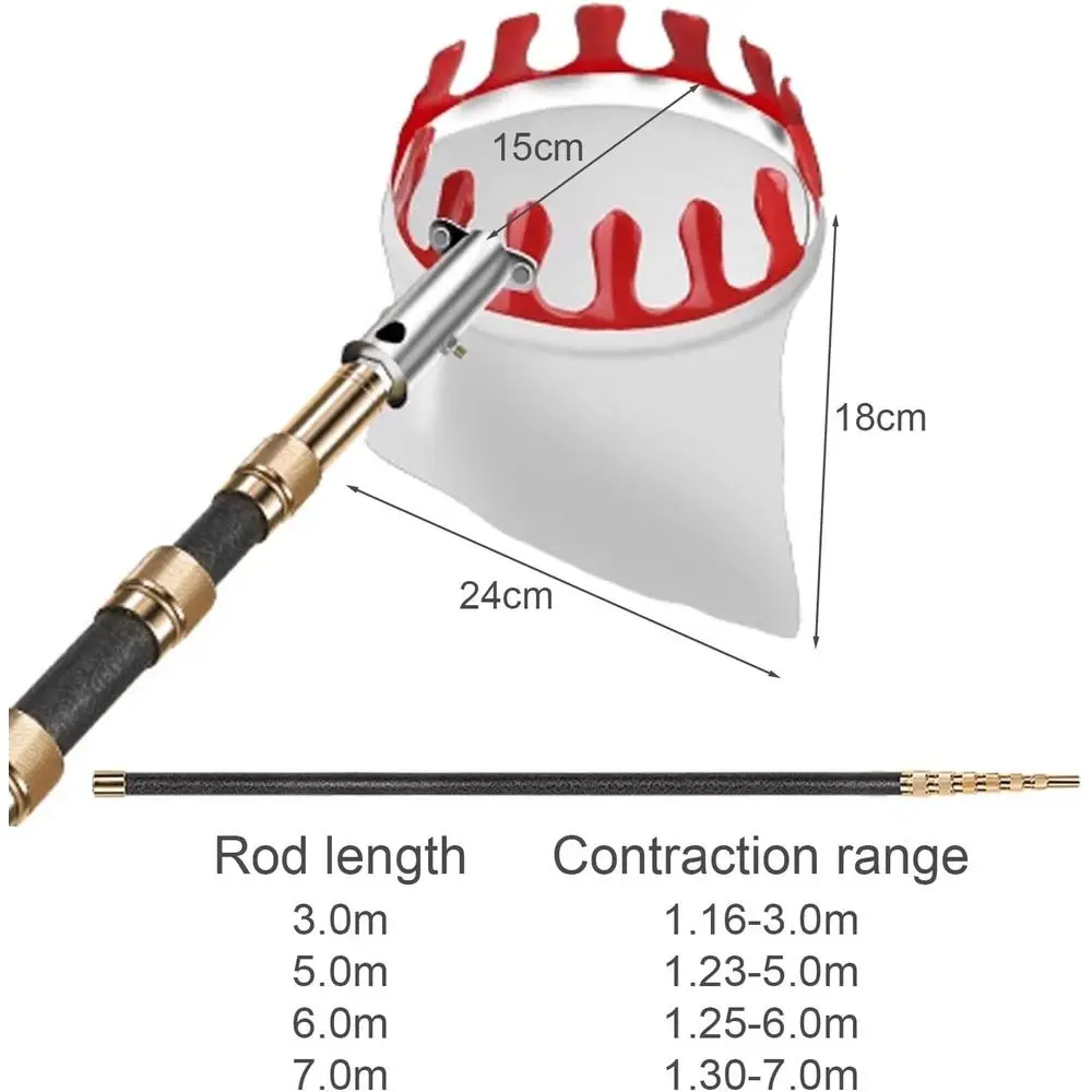 ที่เก็บผลไม้สแตนเลสแบบยืดหดได้พร้อมตะกร้าสำหรับเก็บเกี่ยวแอปเปิ้ล มะม่วง อะโวคาโด ส้ม และลูกแพร์