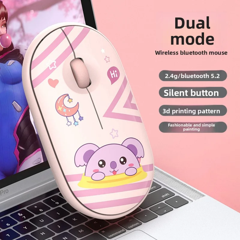 

T39 Pebble Bluetooth Dual Mode Wireless Mouse with Painted Patterns 3D Printing