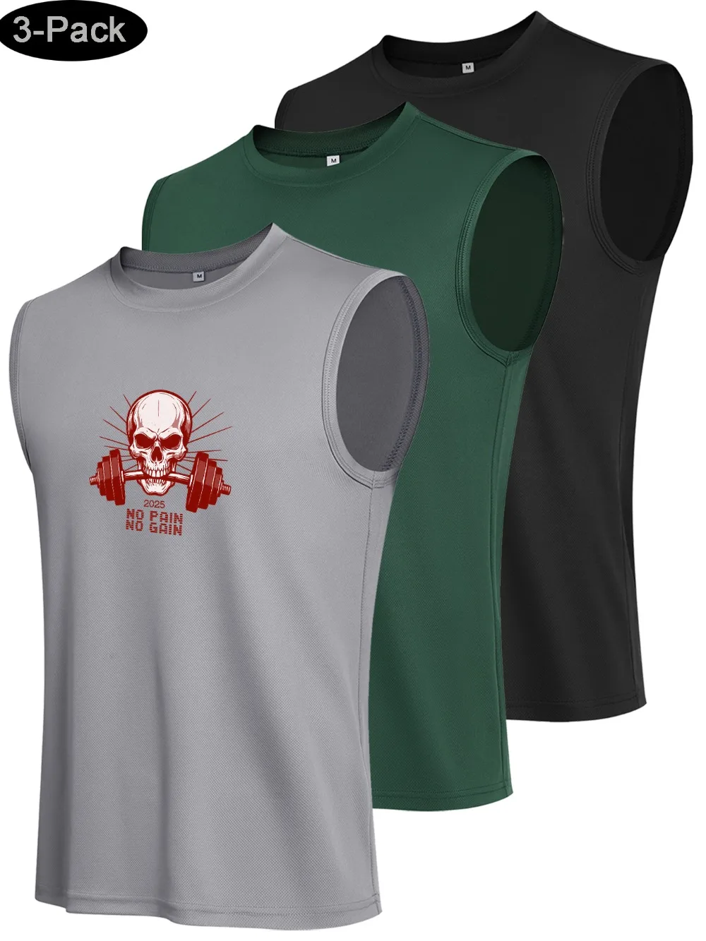 

TOQUCL Men's Gym Clothing Summer Fitness Tank Top 3D Skeleton Pattern Printed Fashion Casual Sleeveless Shirt Hip-Hop Streetwear