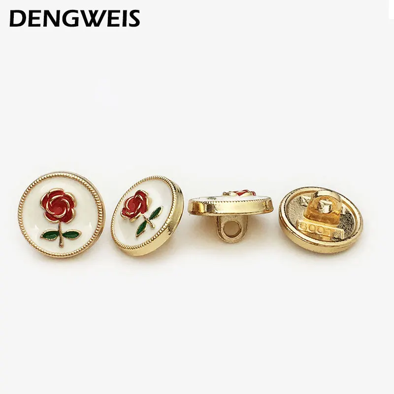 Mode Mini 12,5mm Rote Rose Blume Taste Für Frauen Shirts Manschette Kragen Diy Kleidungsstücke Nähen Zubehör Tasten Dekorative 10 stücke – Detail 4