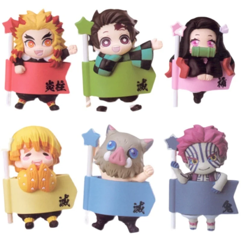 Original Stasto Demon Slayer Mini Anime Figure Gashapon Capsule Tanjiro Nezuko Inosuke Kawaii Figurine Model Decor Toy Doll Gift