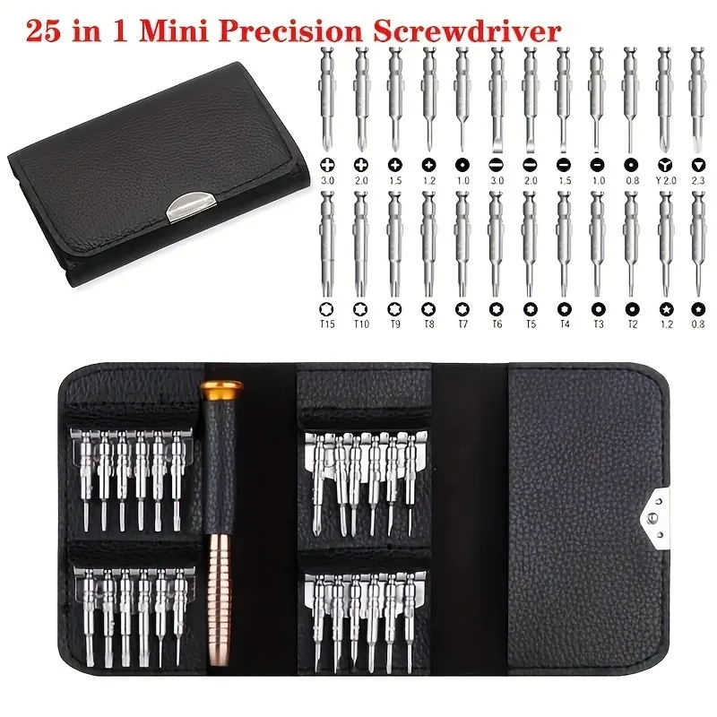 Kit de Destornilladores de Precisión Magnéticos 25 en 1, Herramienta de Reparación Mini para iPhone, Reloj, Cámara y Electrónica