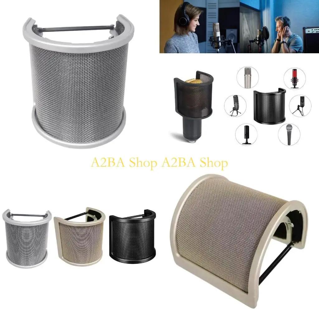 

A2BA Popping Filter Micrphone Popping Screen with Metal Mesh Microphone Popping Shield Windscreen for Recording Studio Videos