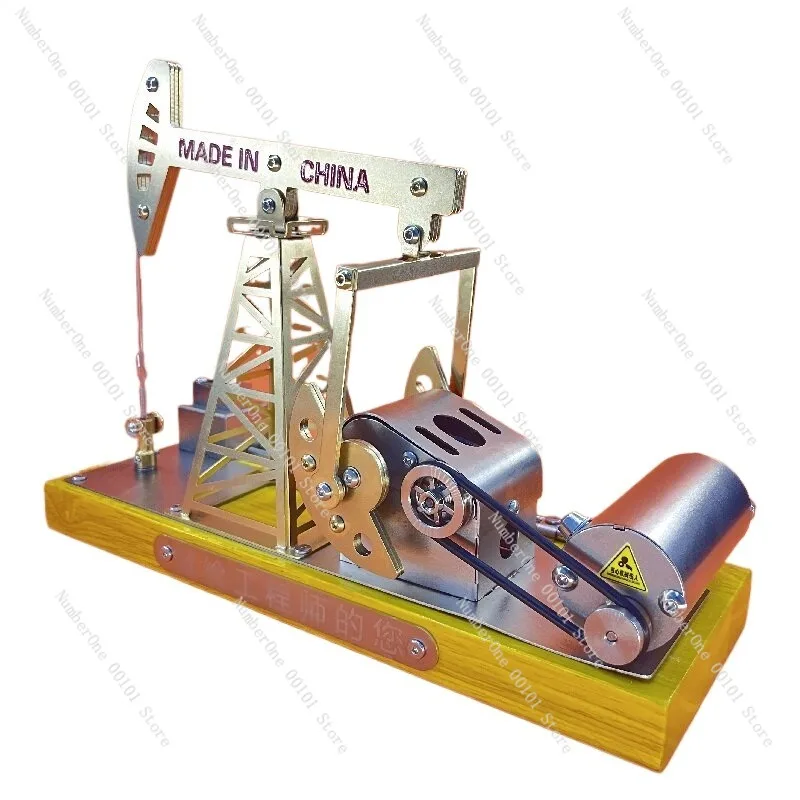 Simulation Oil Pumpjack Model Stainless Steel Electric Nodding Donkey Ornament Metal Toy Realistic Oilfield Pumping Unit