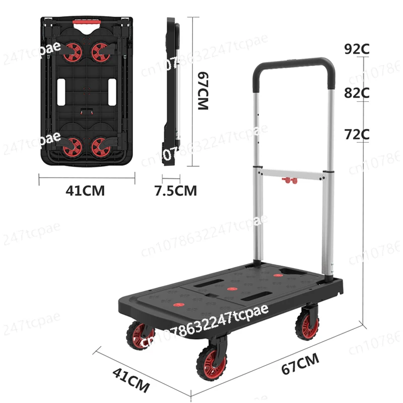 Hand push warehouse tow small trolley trolley puller Shunhe cargo express camping foldable trailer flatbed truck handling