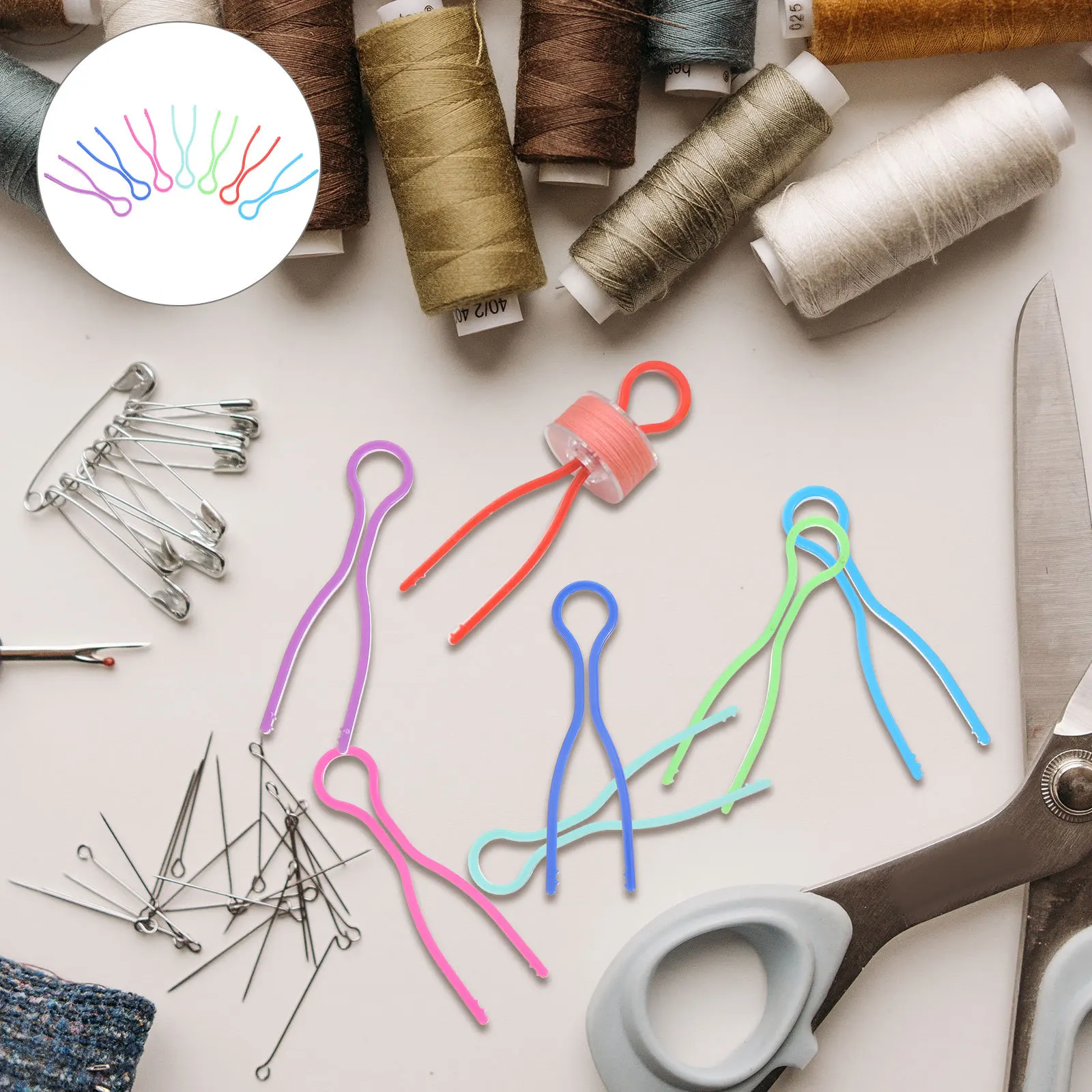 50 قطعة مقاطع بكرة صغيرة الملونة المثبتات الخياطة أداة اكسسوارات لتنظيم البكرات والخيوط اللحف DIY بها بنفسك