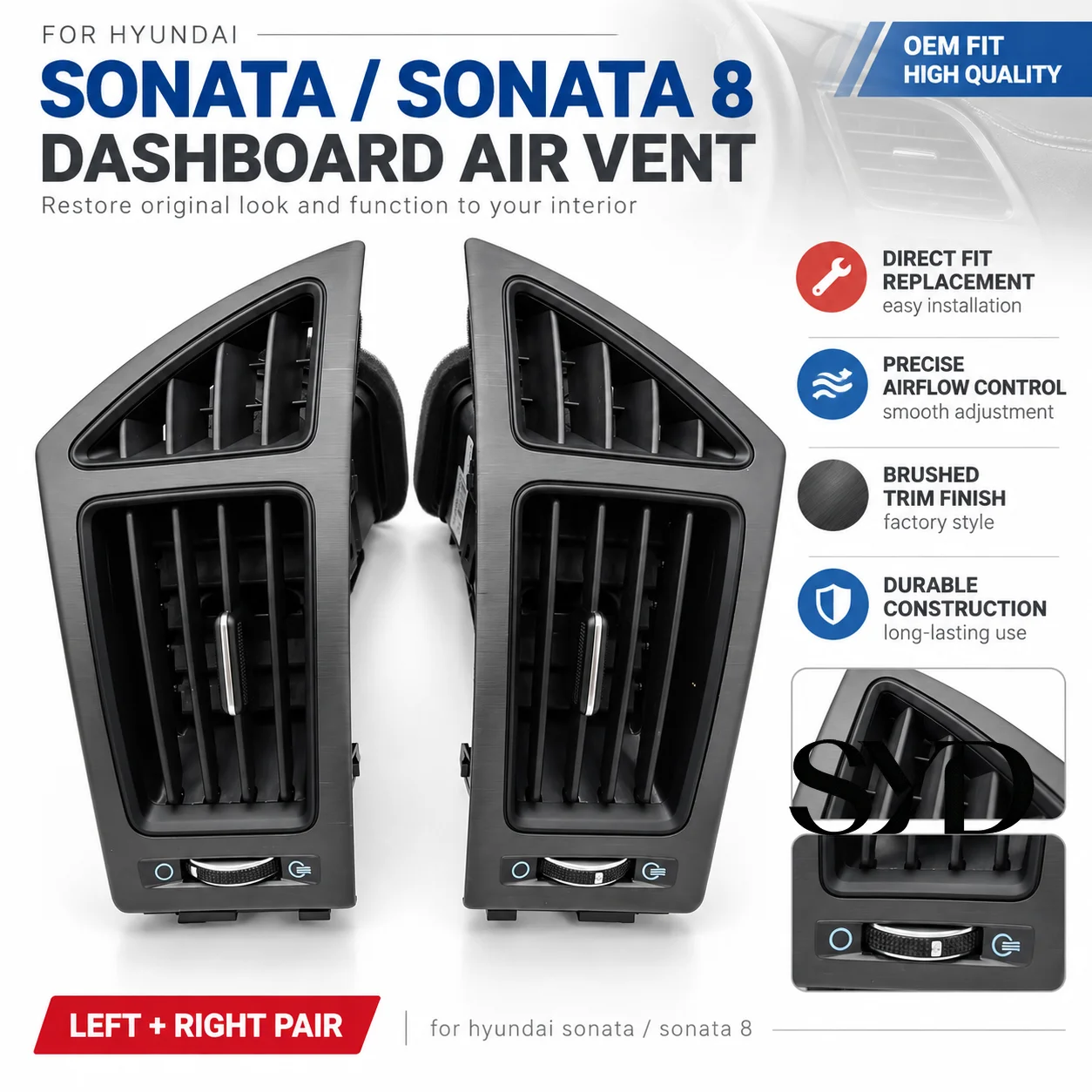 974904Q000 Car Instrument Panel Air Vent Grille Adjustable Louver Dash AC Outlet Replacement Parts For Hyundai Sonata 8 YF