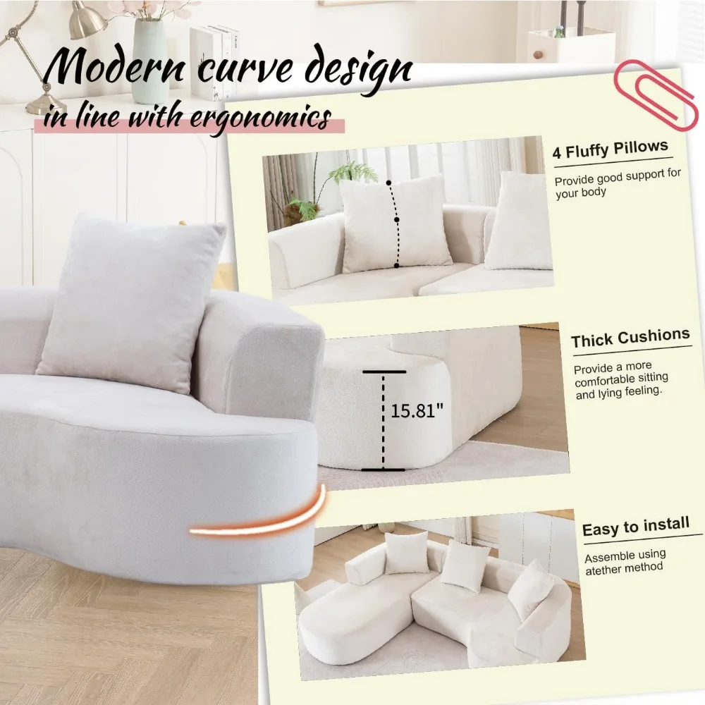 Роскошный современный 3-местный секционный диван из синели с шезлонгом для гостиной, очень широкий изогнутый комфорт L-образной формы