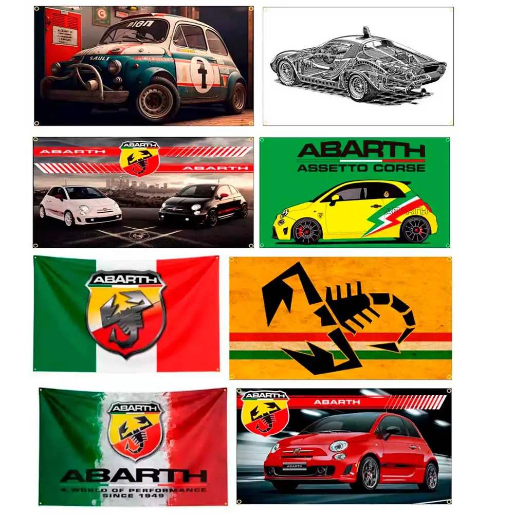 2x3fts 3x5fts 5x8fts A-Abarths Racing Car Flag Applicable To Garage Or Outdoor For Decoration