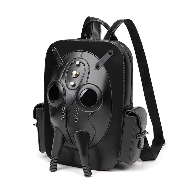 Medieval Steampunk Plague Doctor Backpack Knapsack Halloween PU Leather Mask Vintage Gothic Skull IPAD Masquerade Carnival Bag