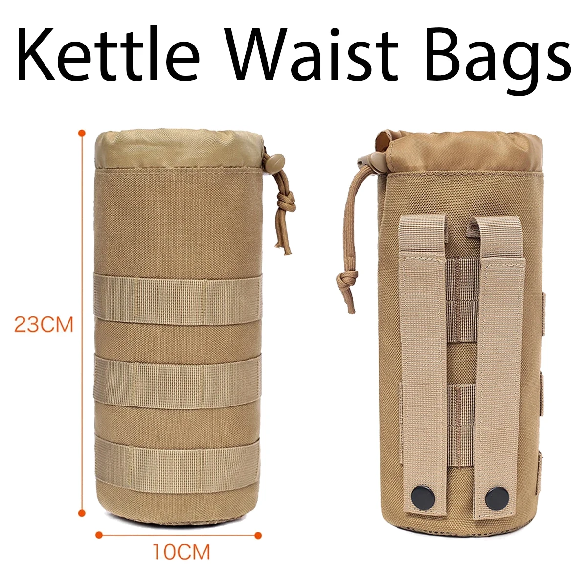 Tactical Molle Water Bottle Bag Pouch Holder Outdoor Sports Hunting Camping Hiking Fishing Folding Canteen Kettle Waist Bags