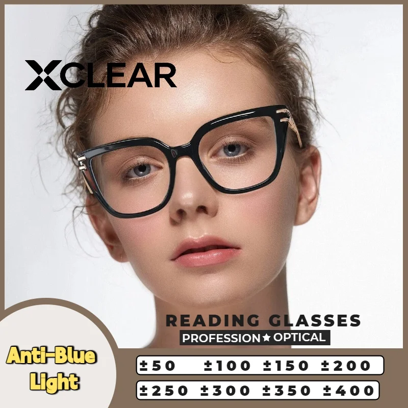 

XCLERA Women's Cat Eye Metal Frame Luxury Fashion Ultralight Comfortable Durable Stylish Anti Blue Light UV400 Anti Glare HD