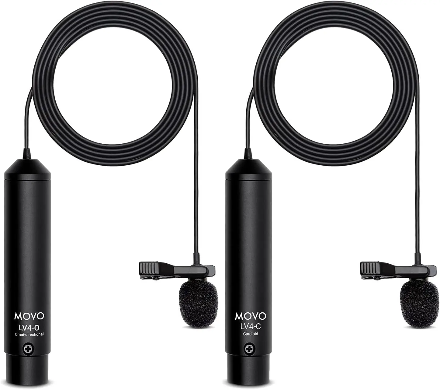 

XLR Lavalier Microphone Interview Kit with Omnidirectional & Cardioid Mics, Metal Clips, Windscreens for Video, Podcasting, YouTube