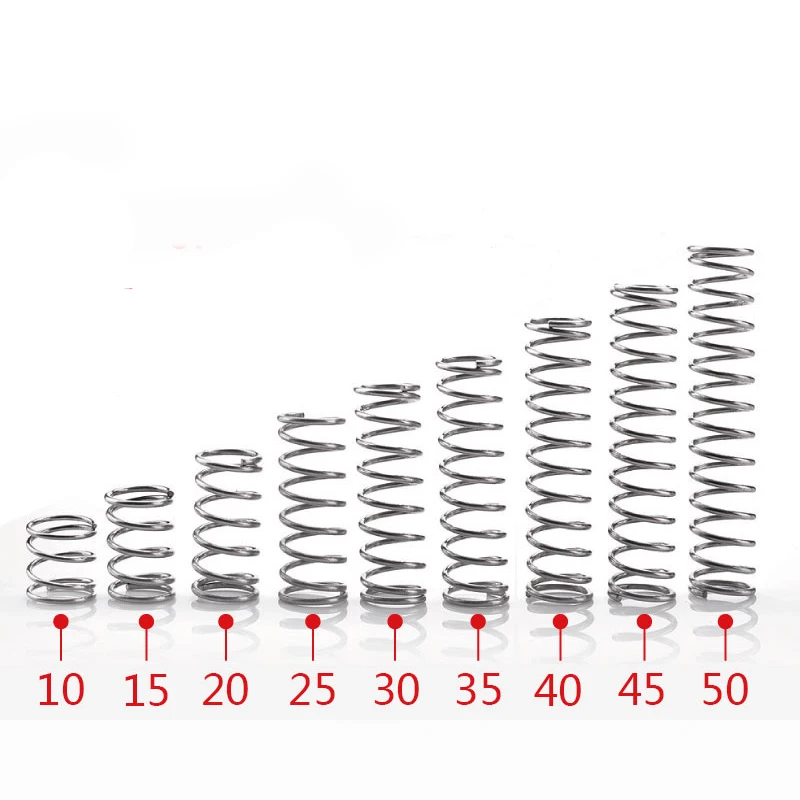 10pcs/lot 304 Stainless steel Compression spring steel Silk diameter 0.2 mm Coil spring OD 2MM-4MM Length 5mm to 50mm SPRINGS