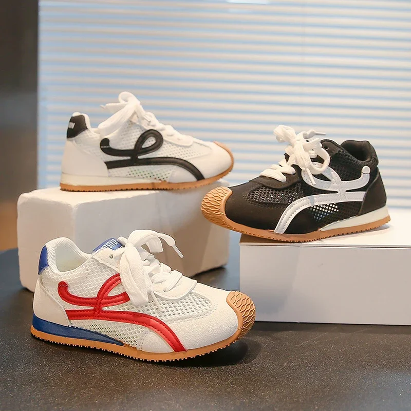 

Детские кроссовки Four Seasons для детей 3-18 лет, дышащие сетчатые теннисные туфли для мальчиков и девочек, синие нескользящие детские одинарные туфли