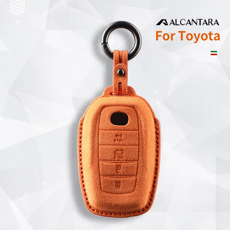 Alcantara Car Key Case Cover Key Caver For Toyota PRADO Crown Corolla RAV4 Highlander CHR Land Cruiser Keychain