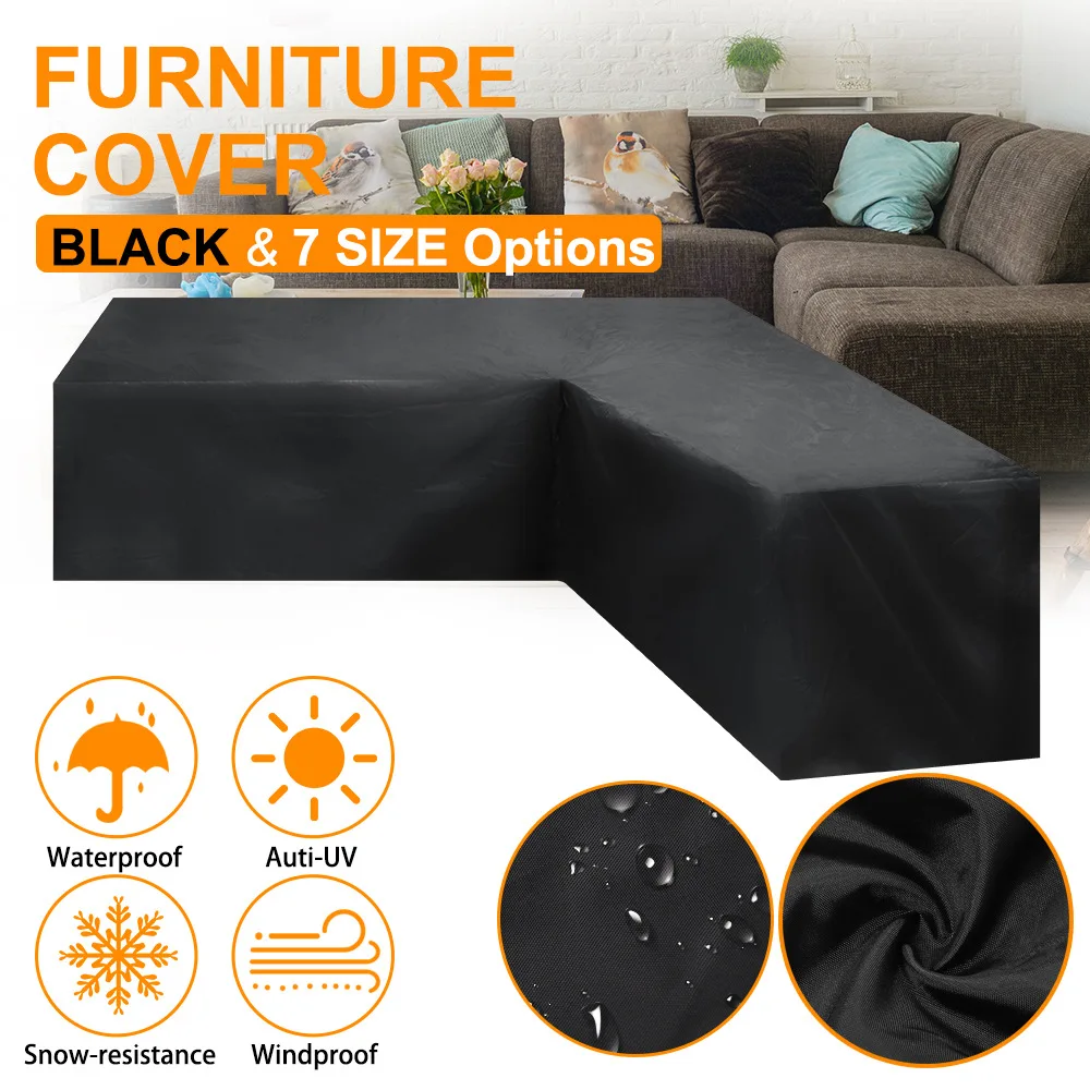 210D Waterproof Dust Cover Corner Sofa Cover 4 Seats Garden Courtyard Sofa Cover L-Shaped Sofa Cover Protective Cover Bench Cove