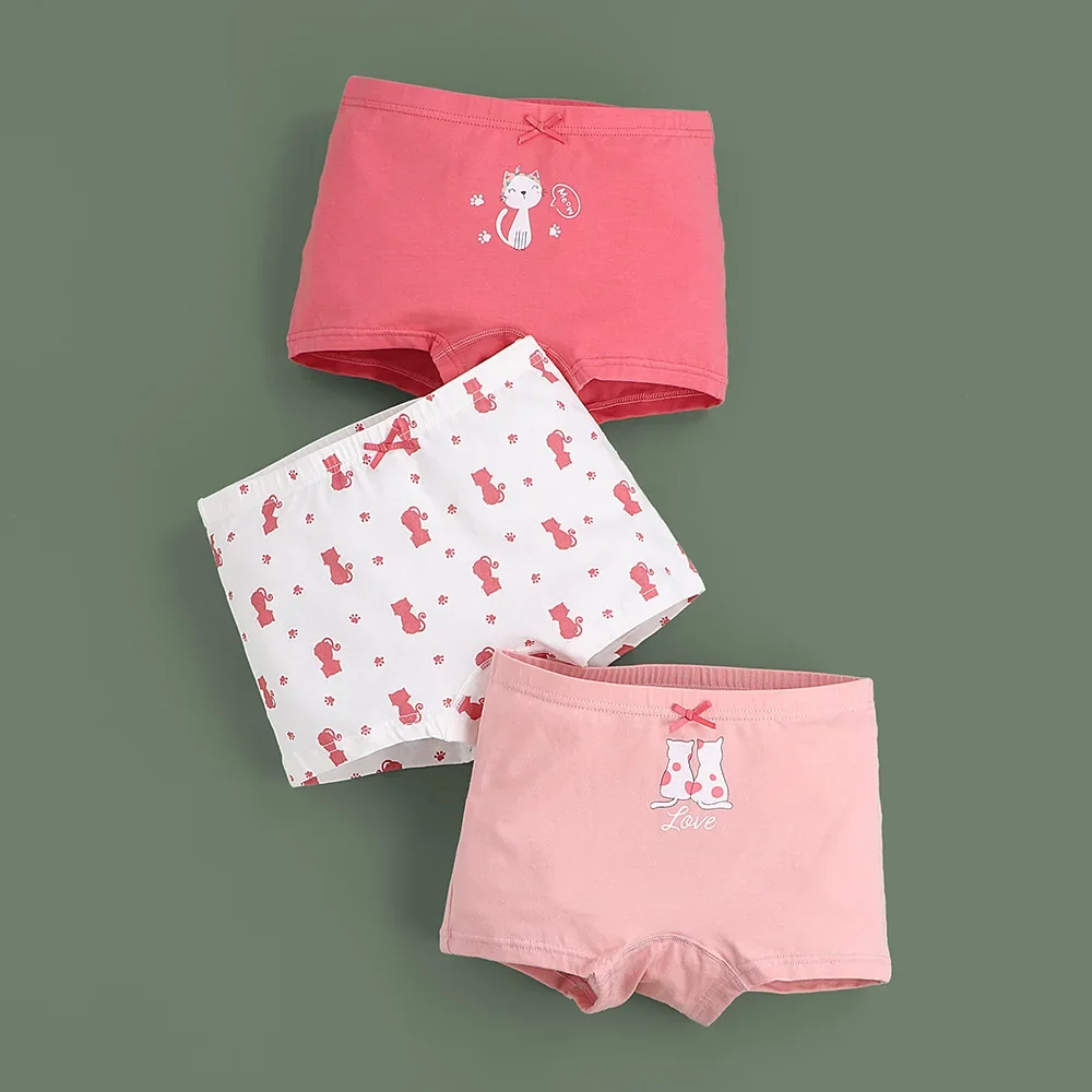 3 pezzi/lottp ragazze pantaloncini mutandine bambini modello cartone animato boxer slip ragazzi pantaloni di sicurezza morbidi 2-12 anni biancheria