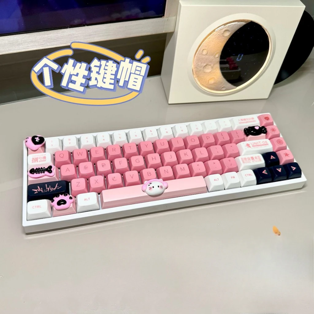 

Sweetheart Black and Pink Cat Personalized Keycap Cross Axis Mechanical Keyboard Keycap Cartoon Key Caps Keyboards Accessories