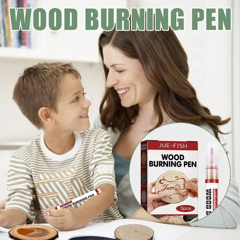 3pcs Wood Burning Pen DIY Wood Craft Project Painting Pen Fine Tip Chemical Scorch Marker Pen Pyrography Wooden Scorch Pen Layer