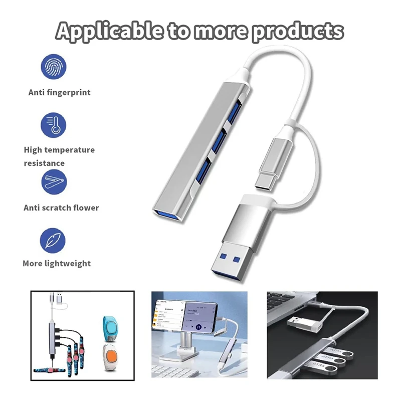 Multi USB C Hub With USB A Port Multifunctional Charger Adapter For Phone Smartwatch For Travel Trip