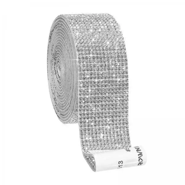 2-6pack Self-Adhesive Crystal Rhinestone Diamond Ribbon DIY Sticker Silver 1.8cm