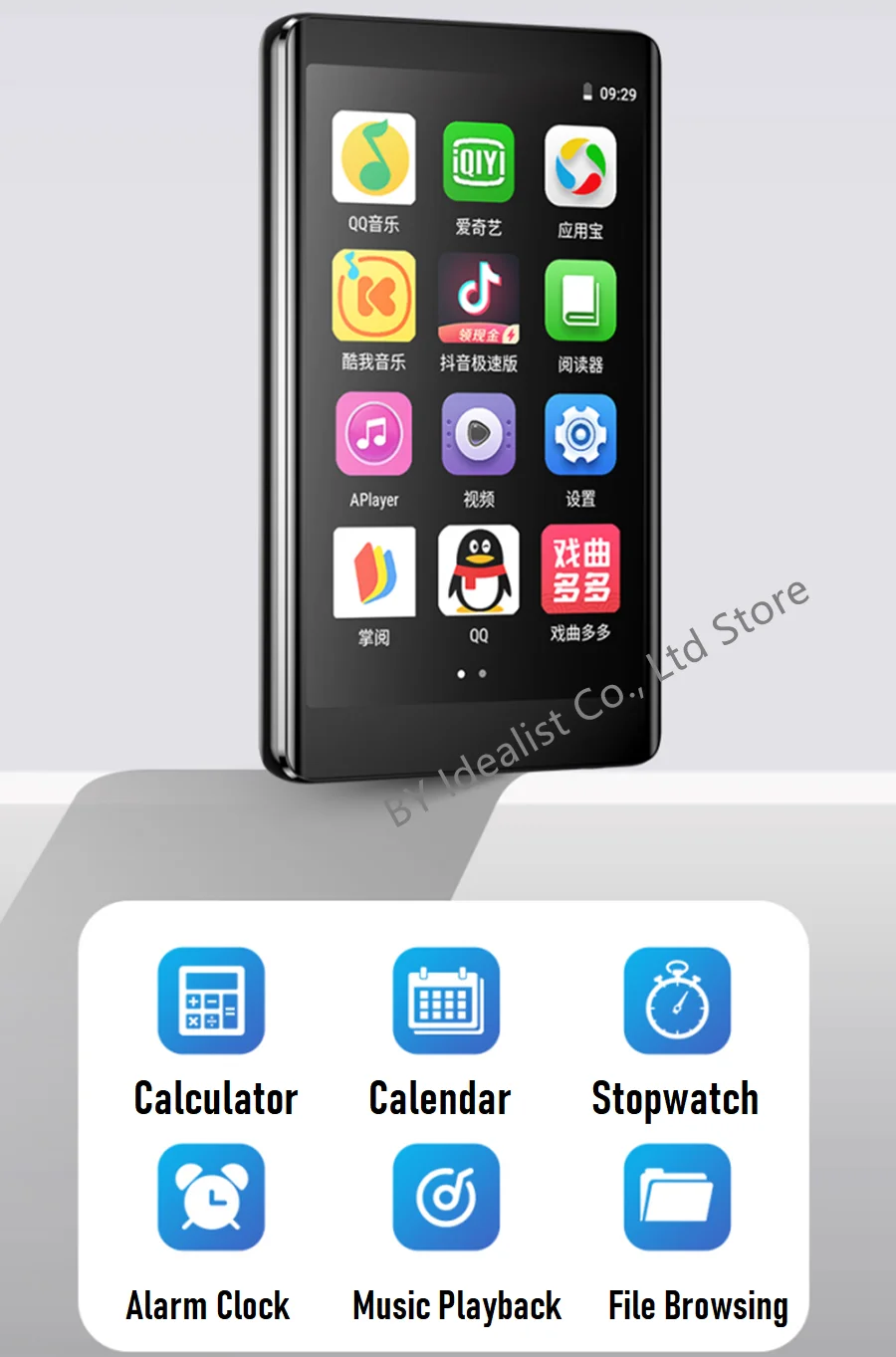 Bluetooth Android 9.0 Wifi 4.0 Inch Mp4 Player Touch Screen FM Radio Music Video Hifi Lossless Mp3 Player Speaker Voice Recorder