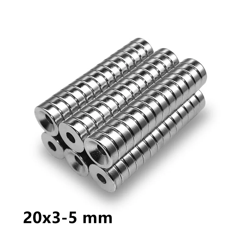 5~60PCS 20x3-5 mm N35 Strong Magnets 20*3 mm Hole 5mm Countersunk Neodymium Magnet 20x3-5mm Permanent NdFeB Magnetic 20*3-5 mm