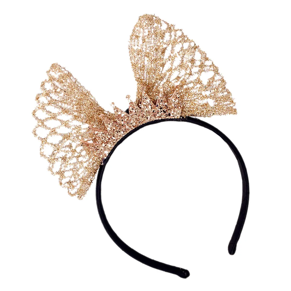 

Crown Headband Kids Hair Hoop Fashion Accessory Lovely Fabric Headdress Toddler Girl Child Party Glistening Bowknot Birthday