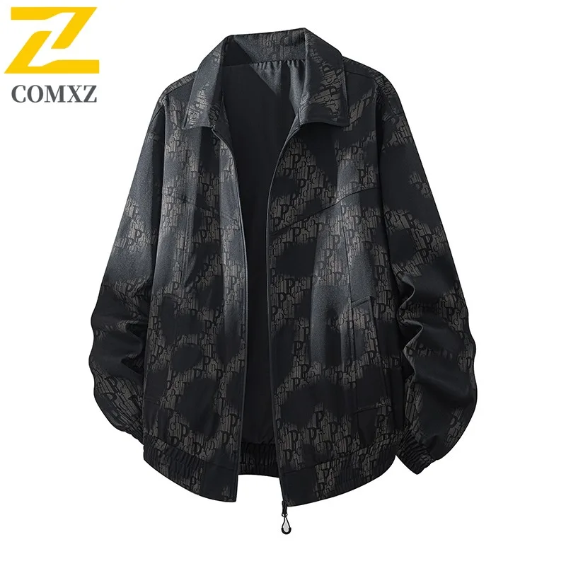 

COMXZ 2025 Мужская водонепроницаемая ветрозащитная куртка с воротником-стойкой, осеннее легкое дышащее городское уличное пальто в американском стиле