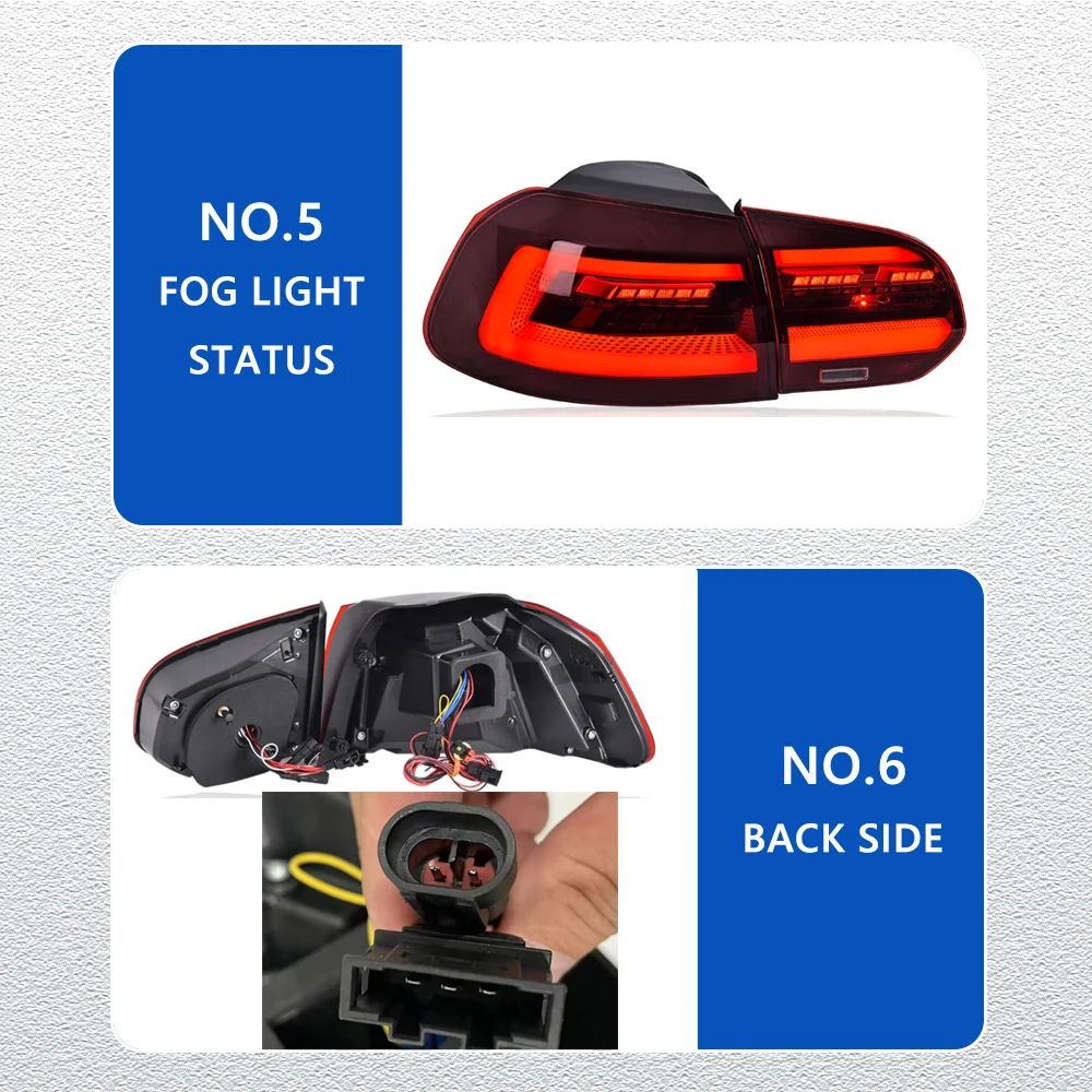 New Styling LED Tail Lights for VW GOLF 6 MK6 10-12 led DRL Car Taillights Assembly Signal Auto Accessories Modified Lamp