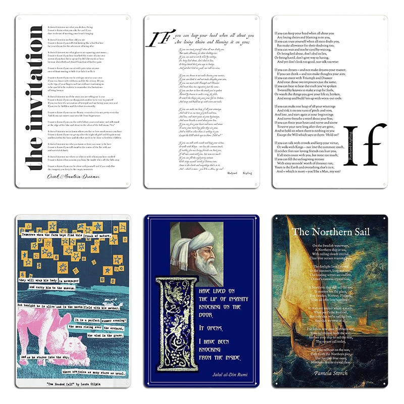 The Poem If Metal Plaque Poster Vintage Plaques Kitchen Wall Pub Two-Headed Calf Rumi - Knocking On The Door Tin Sign Poster