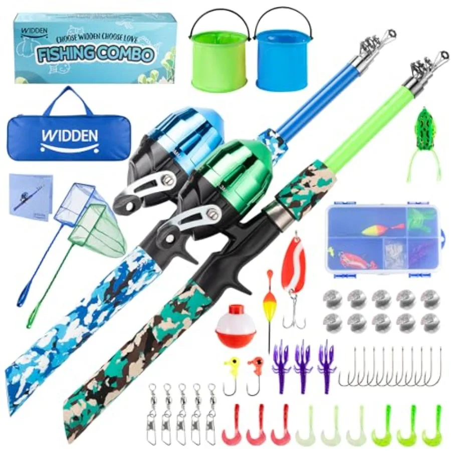 

Portable Telescopic Fishing Pole for Boys and Girls Blue Fishing Rod and Reel Combo Kit with Tackle Box and Fishing Net Best Fi