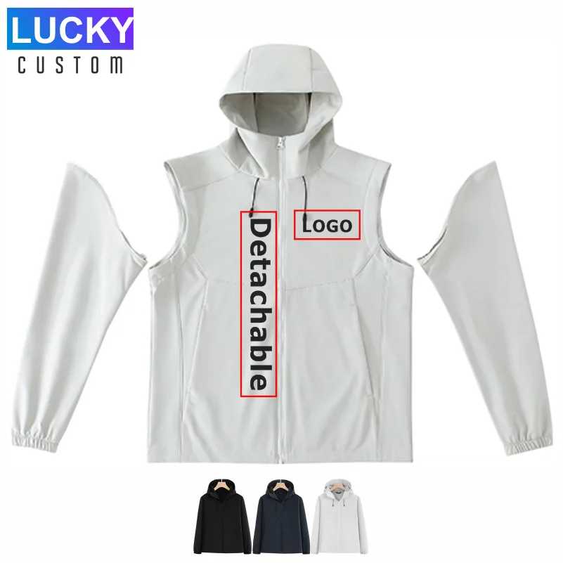 Detachable Sleeves Long Sleeved Thicken Hooded Jacket Outdoor Hiking Windproof Jacket Climbing Outdoor Jackets Custom Your Logo