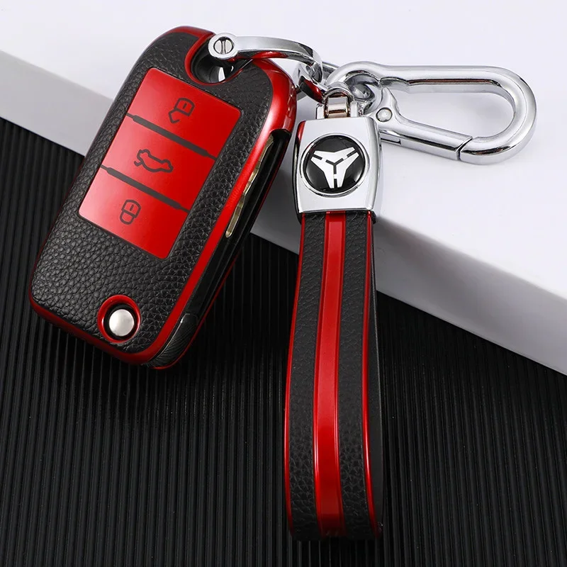 

TPU Leather Car Flip Key Case Cover Bag Shell Protector for MG3 MG5 MG6 MG7 MG ZS GT GS 350 360 750