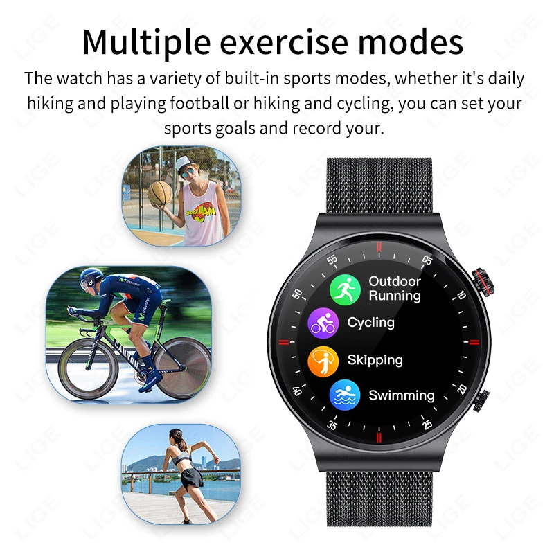 LIGE-Montre intelligente étanche pour homme, appel Bluetooth, bracelet de sport NDavid, cadran de montre personnalisé, IOS, Android, ECG + PPG, 2025