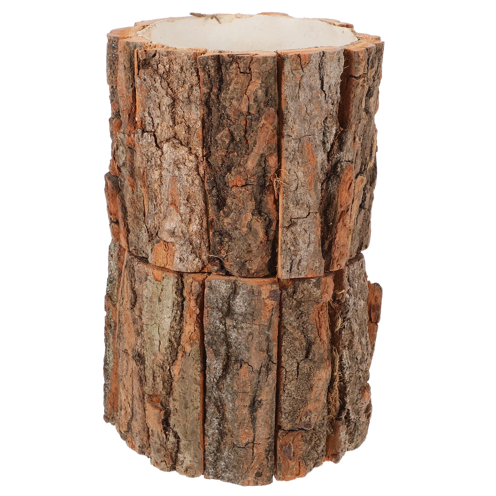 

2pcs Pastoral Bark Flower Bucket Waterproof Rustic Pots Tree Bark Containers Log Pot Wood Vases Farmhouse Planter Planting