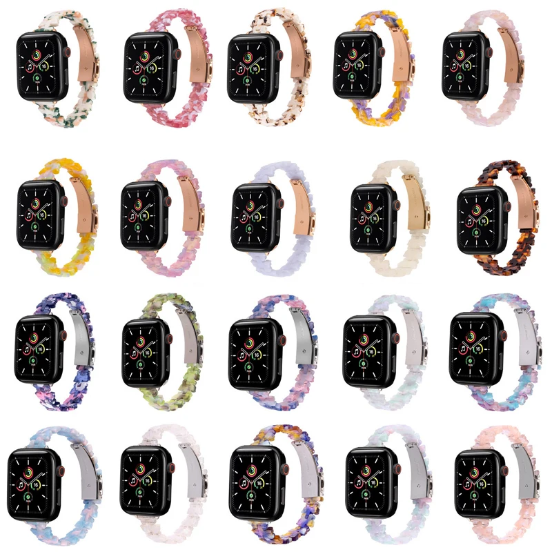 

uhgbsd 45mm 44mm 41mm 40mm 42 38/Ultra 49mm/SE Bracelet For IWatch 8 Resin Watch Band AppleWatch 34567/se Butterfly Strap