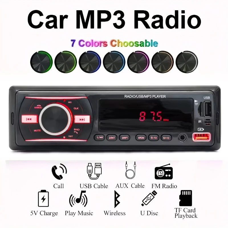 1 Stück Auto-Radio-Stereoanlage 1Din Kabelloser M3-Player 60W X 4 FM-Empfänger mit IR-Fernbedienung AUX/USB/TF-Kartenleser Einbauset
