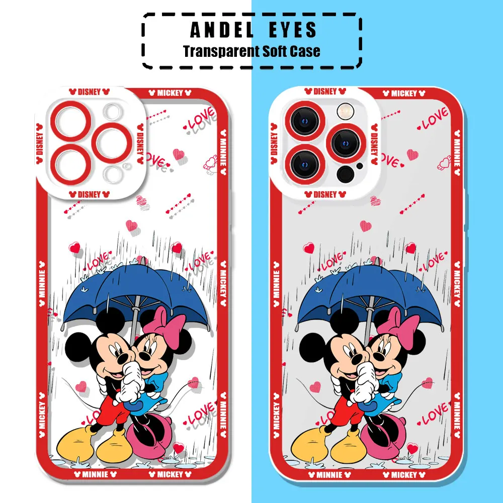 Love Couple Mickey Mouse Minnie Phone Case For Redmi Note 13 13R 12 12S ProPlus 11 11S 10 10S 9 9T 8 Pro Max Transparent Cover