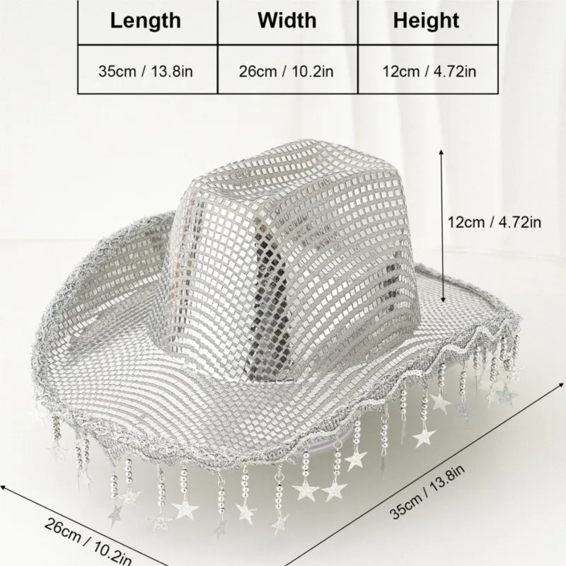Men's and women's hats sequined tassel wide-brimmed glittering props top