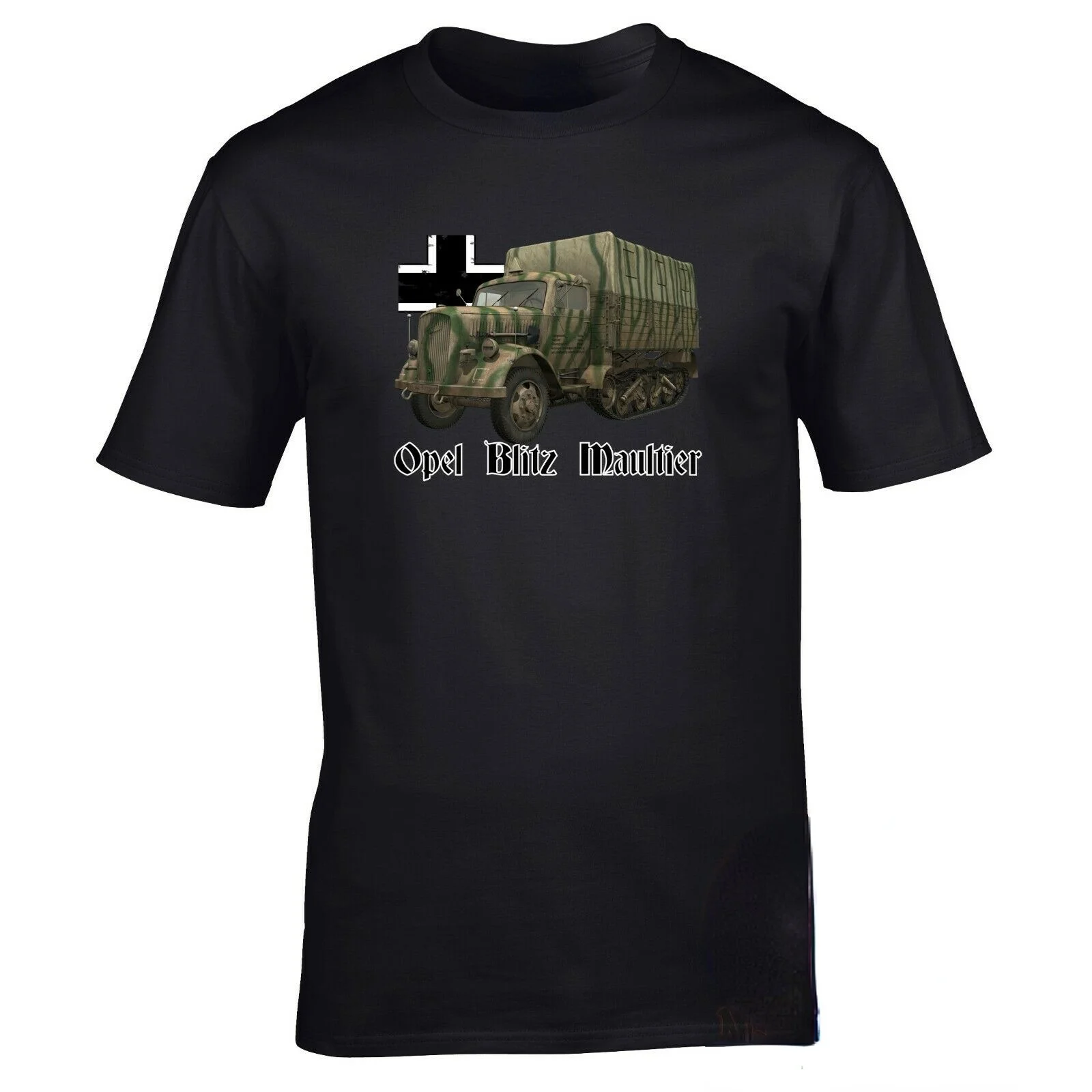 WWII German Army Opel Blitz Maultier Half-track Trucks T-Shirt 100% Cotton O-Neck Short Sleeve Casual Mens T-shirt Size S-3XL