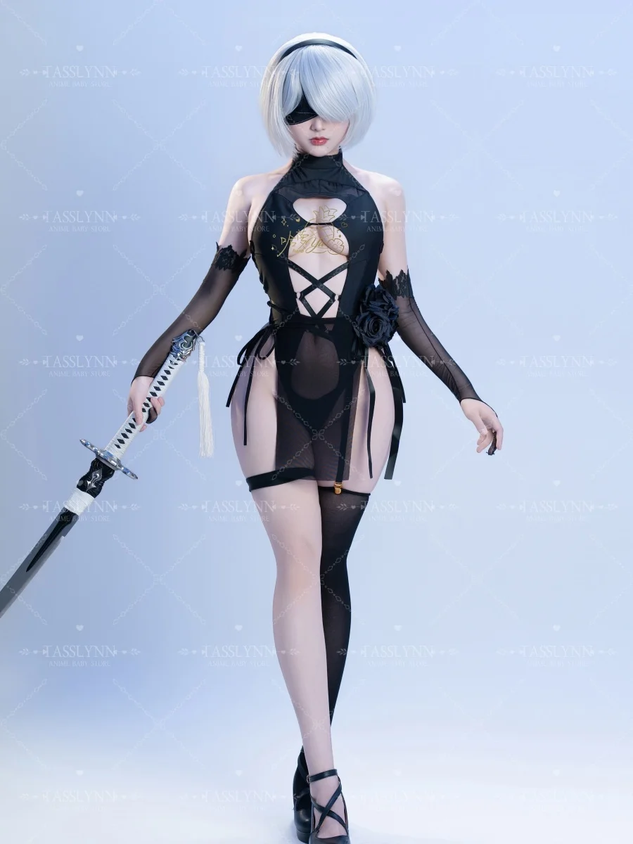 

Nier Automata 2B Swimsuit Sexy 2b Cheongsam Black Lingerie for Women Halloween Costumes NIKKE YoRHa 2B Cosplay Costume