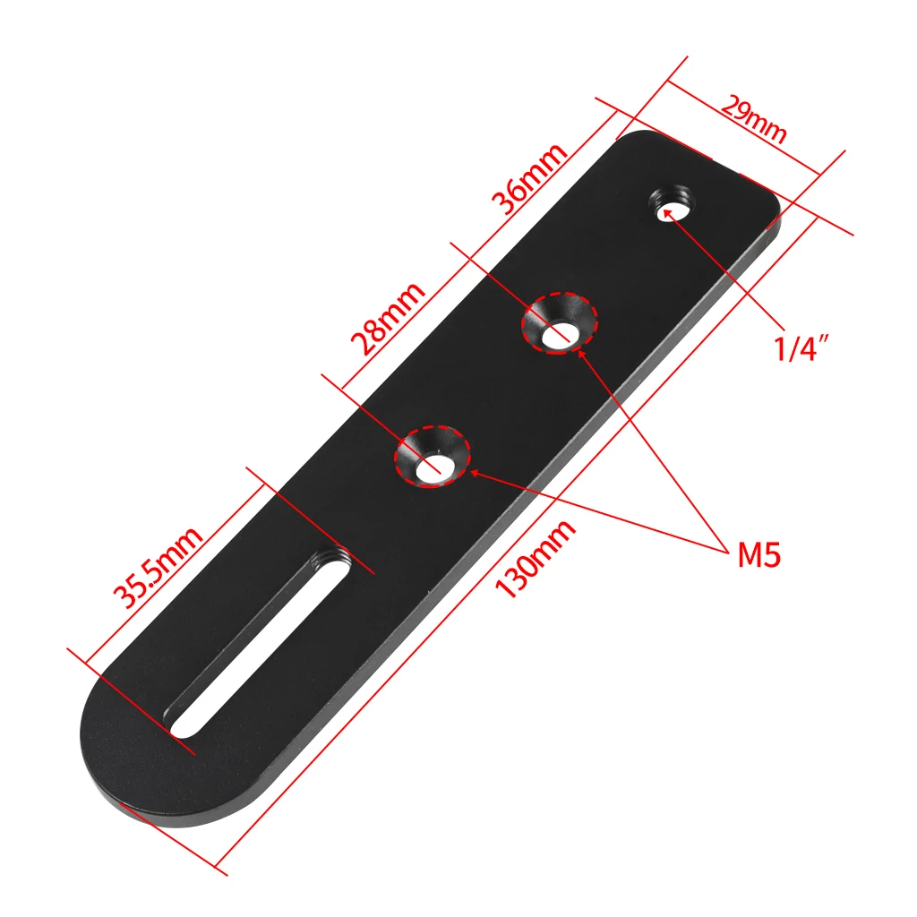 BGNing Aluminiumlegierung Connect Mount Plate Support 30 kg mit 1/4 Zoll Schraubenlöchern Schnellwechselplatine für SLR-Kamerafotografie – Detail 1