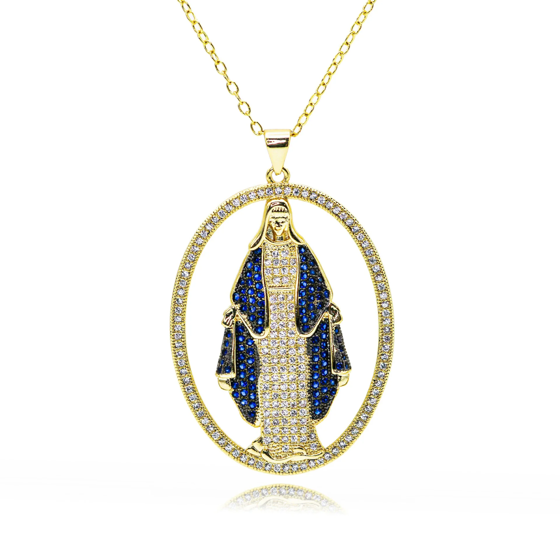 اليورو الأمريكية خمر الهيب هوب الزركون جزءا لا يتجزأ من البيضاوي مريم العذراء قلادة للجنسين قلادة #1