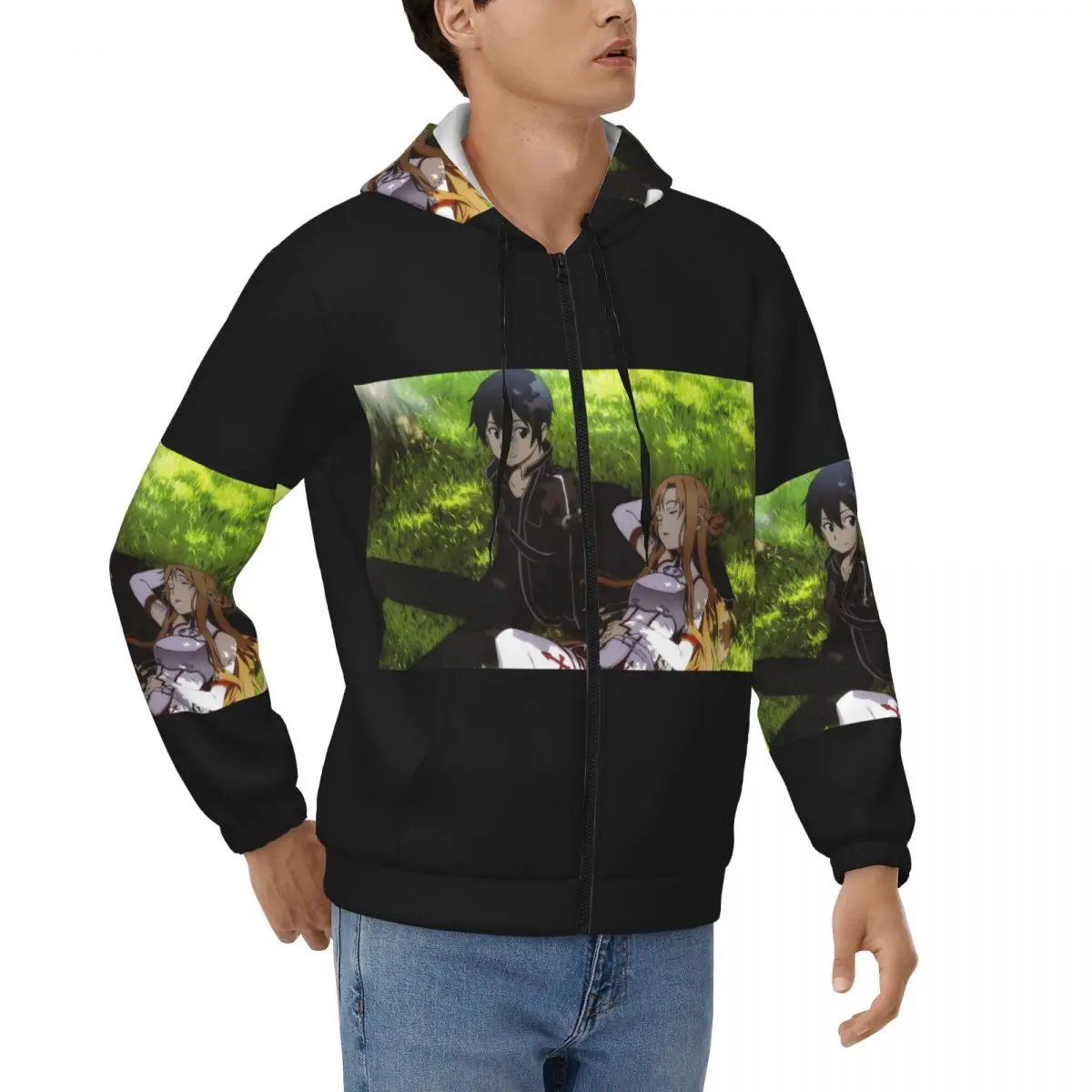 Sudadera con Capucha de Anime Sword Art Online Sao Yuuki Asuna, Sudadera con Cierre Harajuku, Sudadera de Manga Larga para Hombre y Mujer, Otoño Invierno