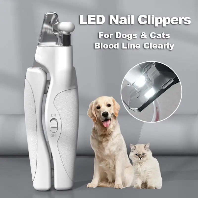 Pet Nail Clipper with LED Light Dog Cat Special Blood Line Scissors Multifunction Nail Trimmer Pet Cleaning Grooming Supplies