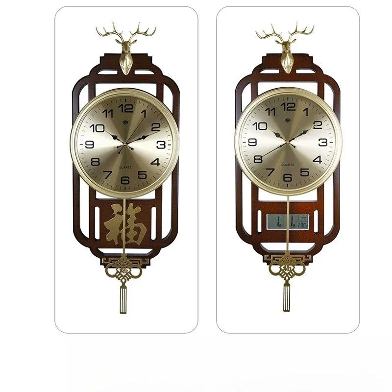 

New Chinese style, solid wood living room wall clock, Chinese style, household wall-mounted aisle
