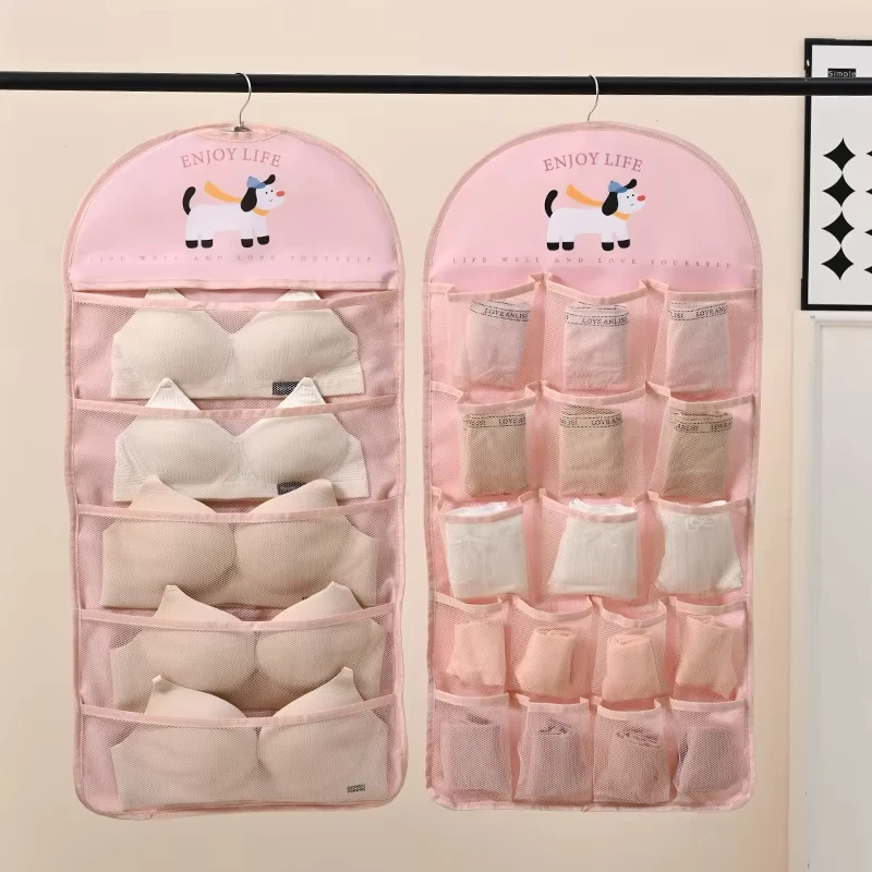 Storage Mesh Bag Underwear Socks Storage, Net Pocket Portable Multi-layer Storage Bag Lingerie Storage Hanging Bag view 3