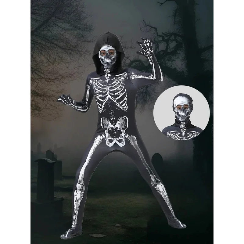 EE01 детский страшный боди со скелетом зомби, костюм зентай, детское нарядное платье, одежда для Хэллоуина, карнавала, вечеринки и 0Ww